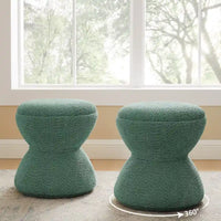 VANOMi Ottoman rembourré Boucle Djembe avec base pivotante, pouf, tabouret de coiffeuse pivotant pour salon, dressing (lot de 2)