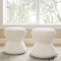 VANOMi Ottoman rembourré Boucle Djembe avec base pivotante, pouf, tabouret de coiffeuse pivotant pour salon, dressing (lot de 2)
