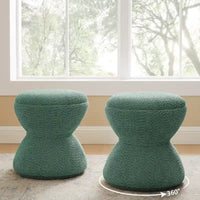 VANOMi Ottoman rembourré Boucle Djembe avec base pivotante, pouf, tabouret de coiffeuse pivotant pour salon, dressing (lot de 2)