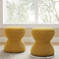 VANOMi Ottoman rembourré Boucle Djembe avec base pivotante, pouf, tabouret de coiffeuse pivotant pour salon, dressing (lot de 2)