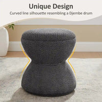 VANOMi Ottoman rembourré Boucle Djembe avec base pivotante, pouf, tabouret de coiffeuse pivotant pour salon, dressing (lot de 2)