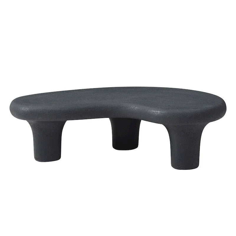Table basse Cloud en fibre de verre de 47,24 po, table vintage avec 3 pieds de support, table basse irrégulière, aucun assemblage requis