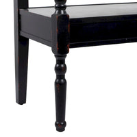 Banc en bois vieilli avec dossier au design arqué et pieds tournés - noir ou blanc - Roche River Decor
