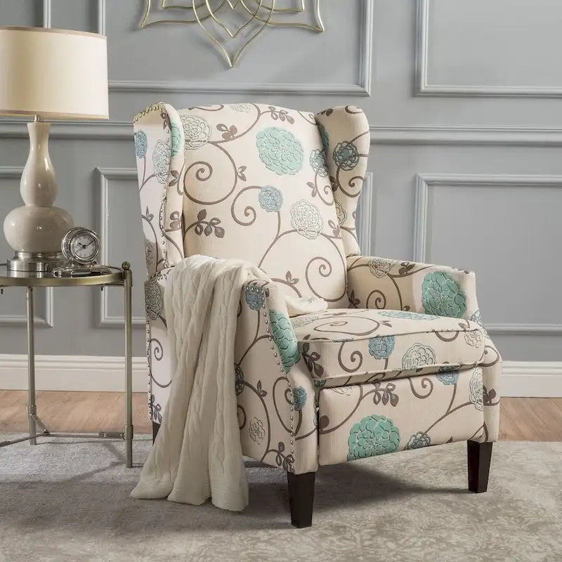 Fauteuils inclinables en tissu traditionnel avec bordure cloutée par Christopher Knight Home