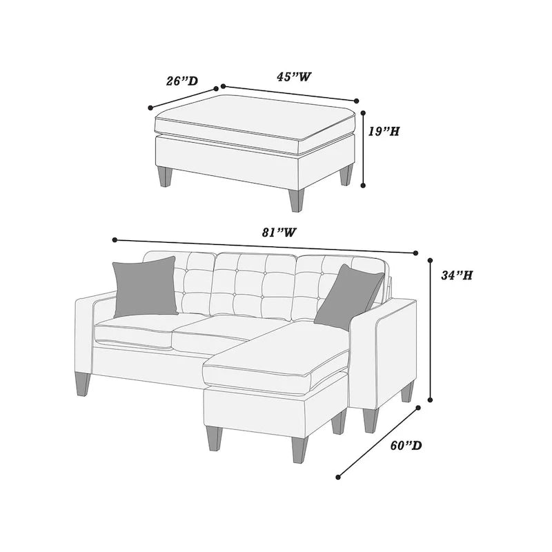 Ensemble sectionnel 3 pièces Poundex