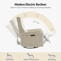Fauteuil inclinable électrique pivotant en similicuir moderne Valentin avec ports USB par HULALA HOME