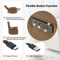 Fauteuil inclinable électrique pivotant en similicuir moderne Valentin avec ports USB par HULALA HOME