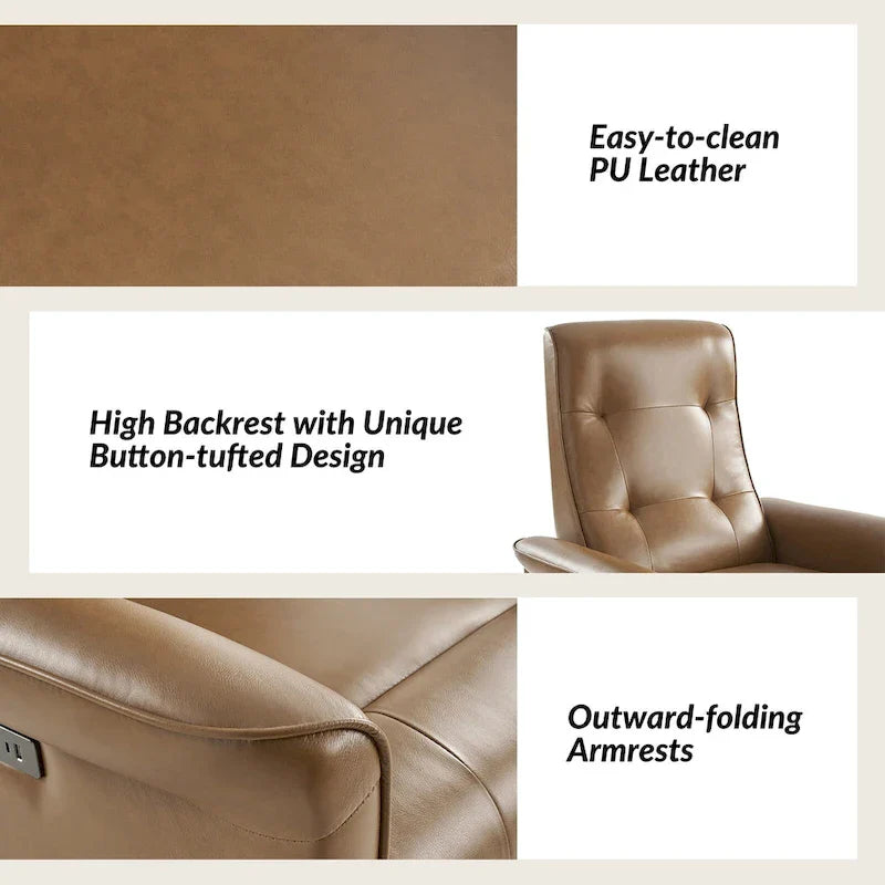 Fauteuil inclinable électrique pivotant en similicuir moderne Valentin avec ports USB par HULALA HOME