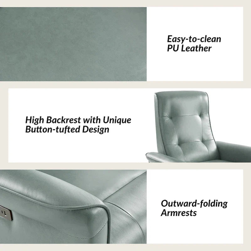 Fauteuil inclinable électrique pivotant en similicuir moderne Valentin avec ports USB par HULALA HOME