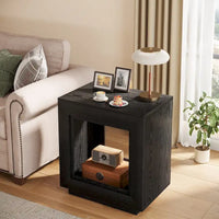 Table d'appoint rectangulaire de style rustique de 23,62 pouces pour salon, table de chevet