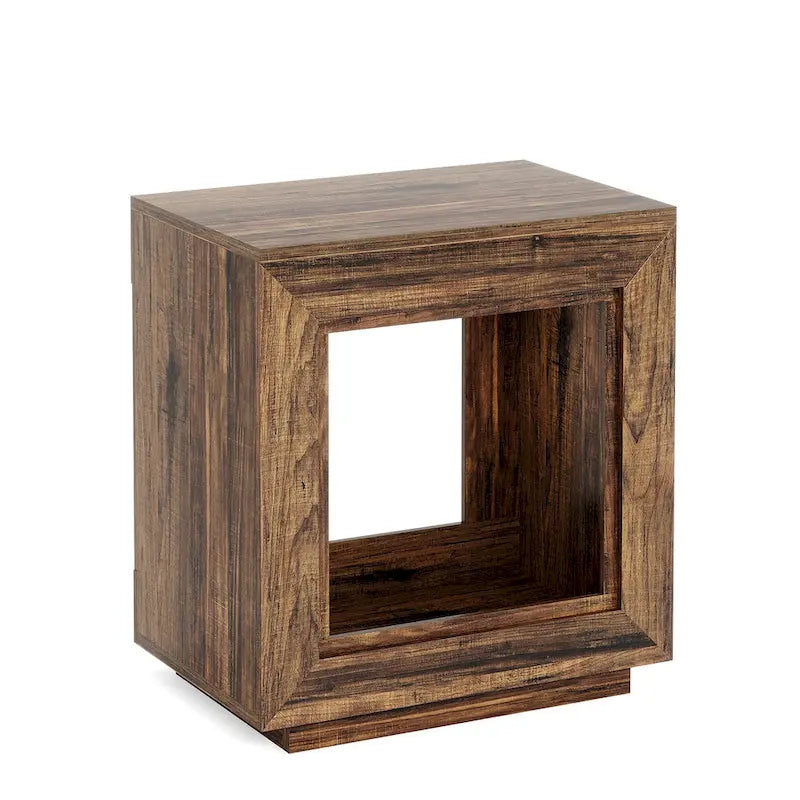 Table d'appoint rectangulaire de style rustique de 23,62 pouces pour salon, table de chevet