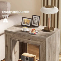 Table d'appoint rectangulaire de style rustique de 23,62 pouces pour salon, table de chevet