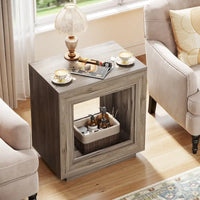 Table d'appoint rectangulaire de style rustique de 23,62 pouces pour salon, table de chevet