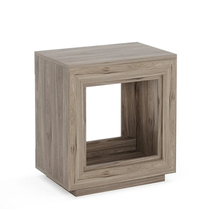 Table d'appoint rectangulaire de style rustique de 23,62 pouces pour salon, table de chevet