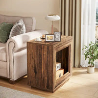 Table d'appoint rectangulaire de style rustique de 23,62 pouces pour salon, table de chevet