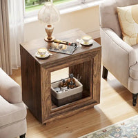 Table d'appoint rectangulaire de style rustique de 23,62 pouces pour salon, table de chevet