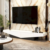 Meuble TV, Meuble multimédia noir et blanc avec 2 tiroirs - 78,7W