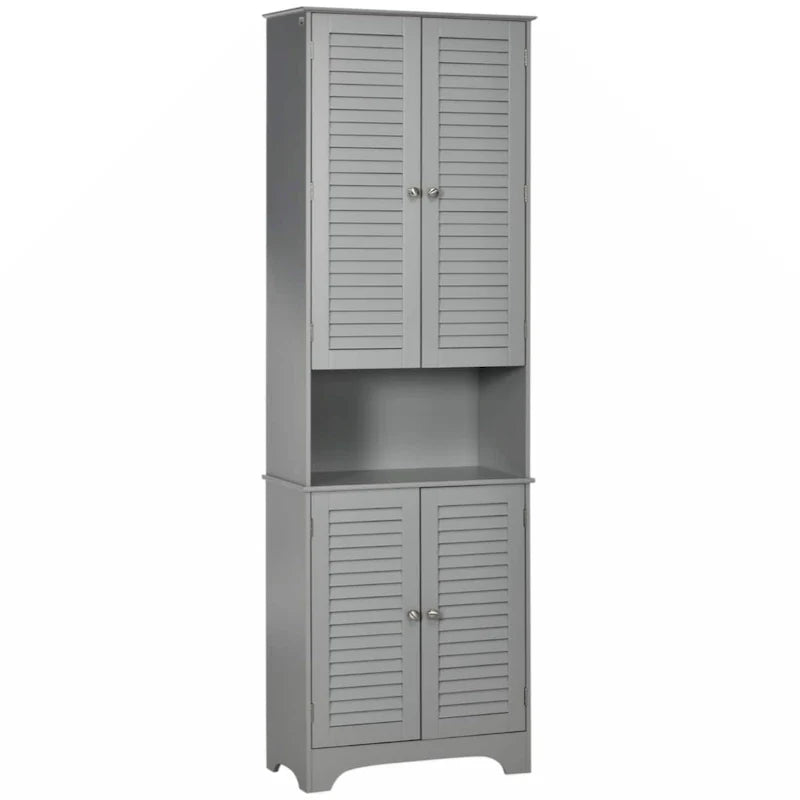 Meuble de Rangement sur Pied pour Salle de Bain avec 2 Armoires et Plan de Travail, Meuble Bas de Salle de Bain