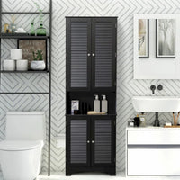 Meuble de Rangement sur Pied pour Salle de Bain avec 2 Armoires et Plan de Travail, Meuble Bas de Salle de Bain