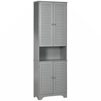 Meuble de Rangement sur Pied pour Salle de Bain avec 2 Armoires et Plan de Travail, Meuble Bas de Salle de Bain