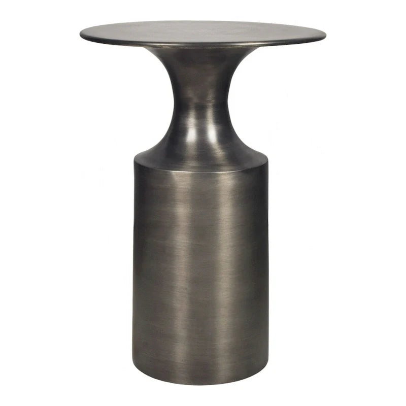 Table d'appoint Macari Art Déco en aluminium poli – 36,8 cm (L) x 36,8 cm (P) x 53,3 cm (H)