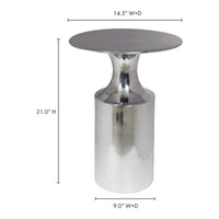 Table d'appoint Macari Art Déco en aluminium poli – 36,8 cm (L) x 36,8 cm (P) x 53,3 cm (H)
