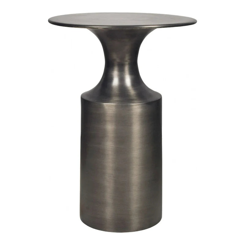 Table d'appoint Macari Art Déco en aluminium poli – 36,8 cm (L) x 36,8 cm (P) x 53,3 cm (H)