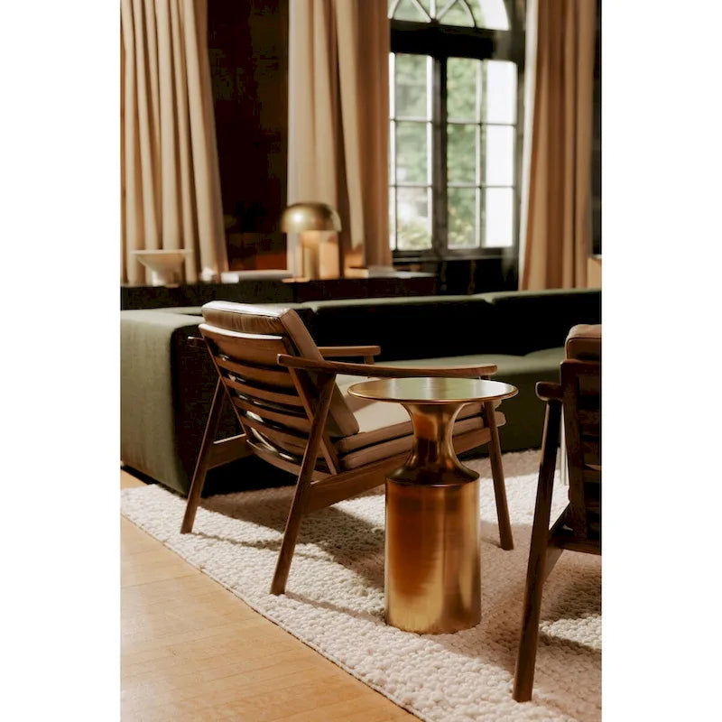 Table d'appoint Macari Art Déco en aluminium poli – 36,8 cm (L) x 36,8 cm (P) x 53,3 cm (H)