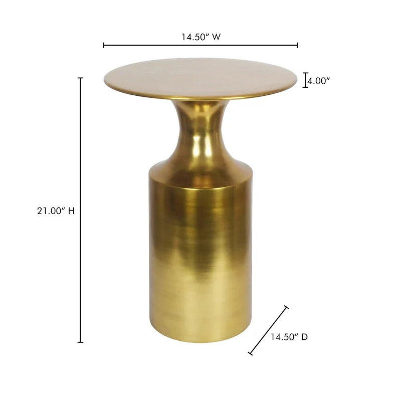Table d'appoint Macari Art Déco en aluminium poli – 36,8 cm (L) x 36,8 cm (P) x 53,3 cm (H)