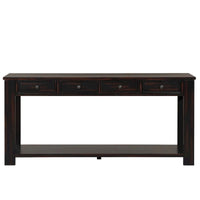 Console en bois de pin de 63 po avec 4 tiroirs et 1 tablette inférieure