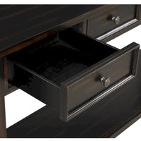 Console en bois de pin de 63 po avec 4 tiroirs et 1 tablette inférieure