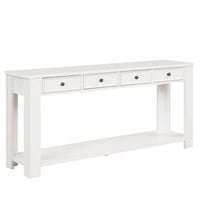 Console en bois de pin de 63 po avec 4 tiroirs et 1 tablette inférieure