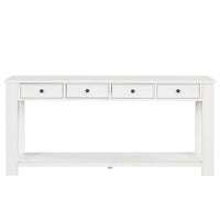 Console en bois de pin de 63 po avec 4 tiroirs et 1 tablette inférieure