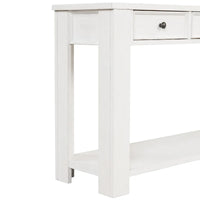 Console en bois de pin de 63 po avec 4 tiroirs et 1 tablette inférieure