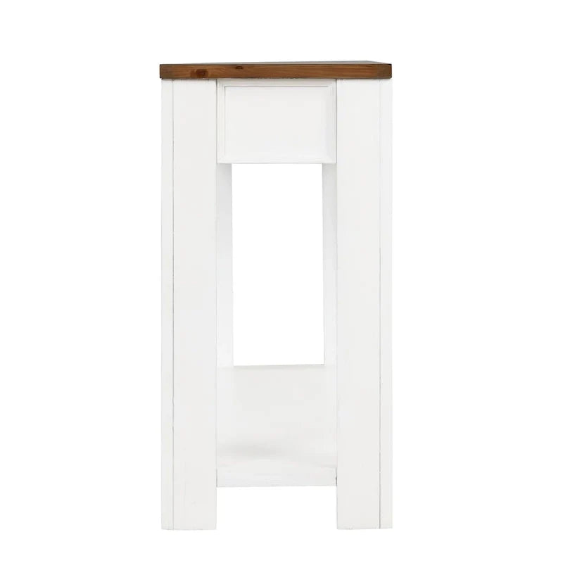 Console en bois de pin de 63 po avec 4 tiroirs et 1 tablette inférieure