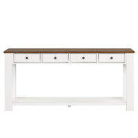 Console en bois de pin de 63 po avec 4 tiroirs et 1 tablette inférieure