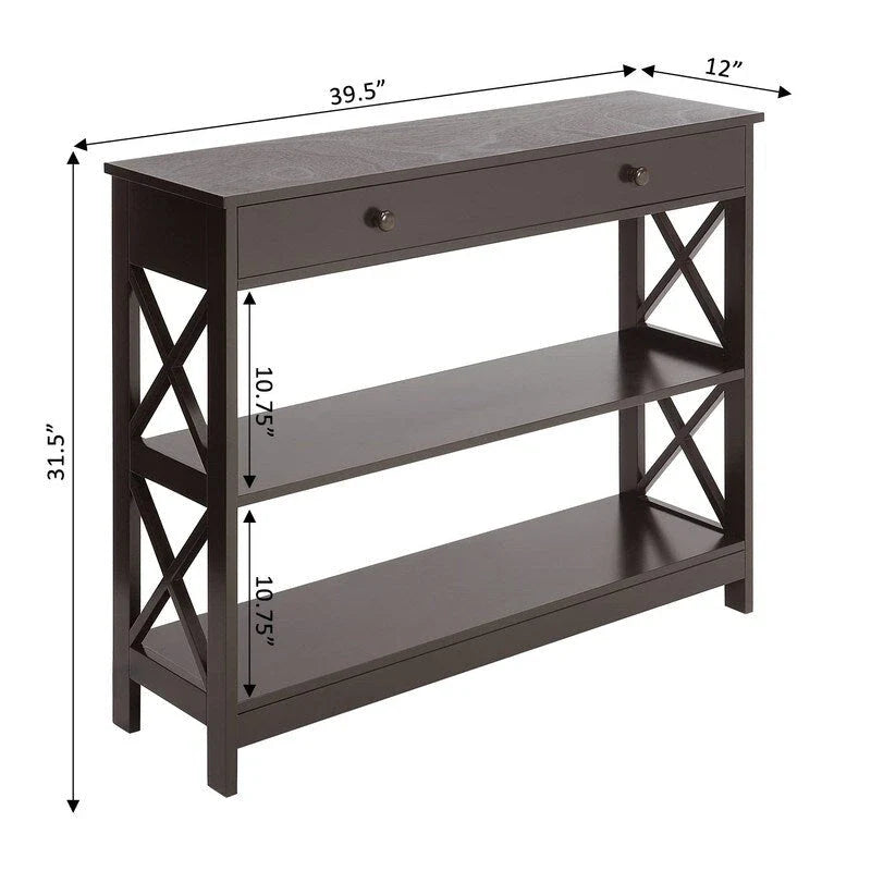 Console 1 tiroir avec étagères - 11.75P x 39.25L x 31.5H