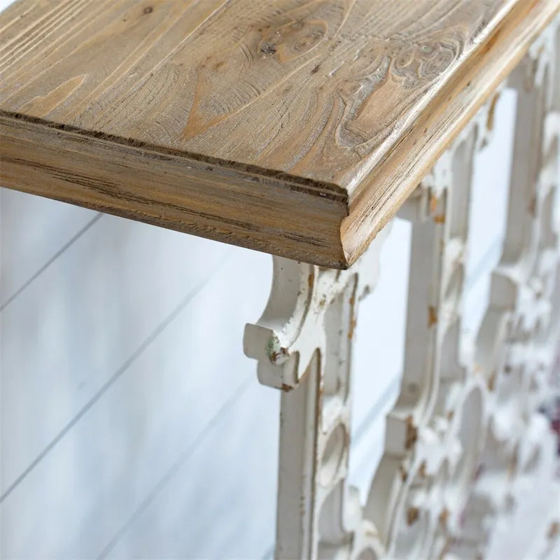 Console vintage en bois avec plateau brun