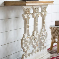 Console vintage en bois avec plateau brun