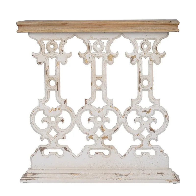 Console vintage en bois avec plateau brun