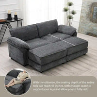 Ensemble canapé-lit sectionnel modulable convertible à combinaison libre 4 places rembourré, assise profonde, ottoman, gris