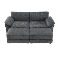Ensemble canapé-lit sectionnel modulable convertible à combinaison libre 4 places rembourré, assise profonde, ottoman, gris