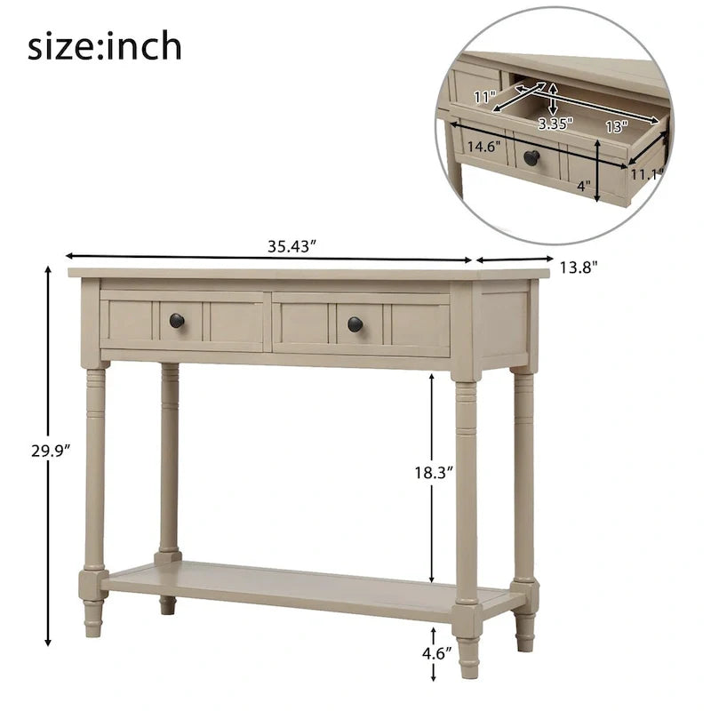 Console série Daisy avec 2 tiroirs et étagère inférieure
