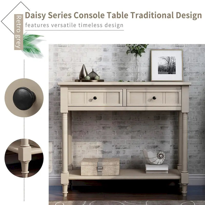 Console série Daisy avec 2 tiroirs et étagère inférieure