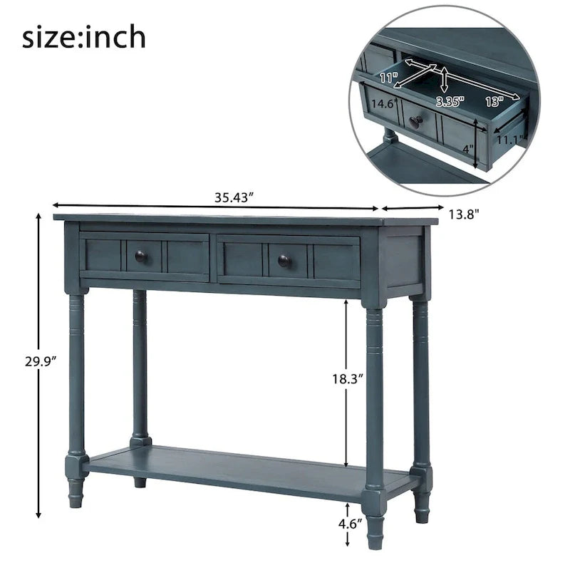 Console série Daisy avec 2 tiroirs et étagère inférieure