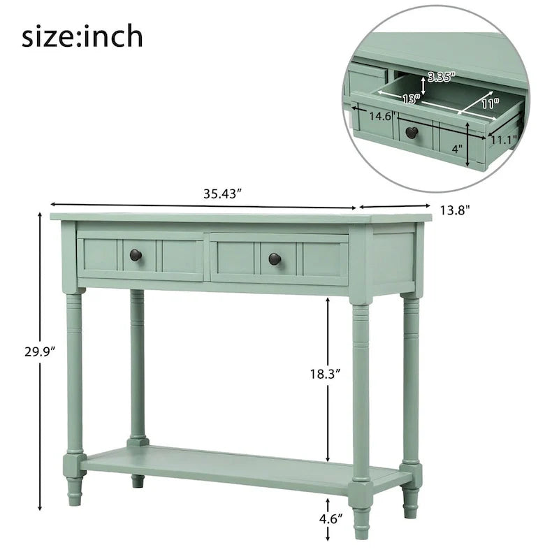 Console série Daisy avec 2 tiroirs et étagère inférieure
