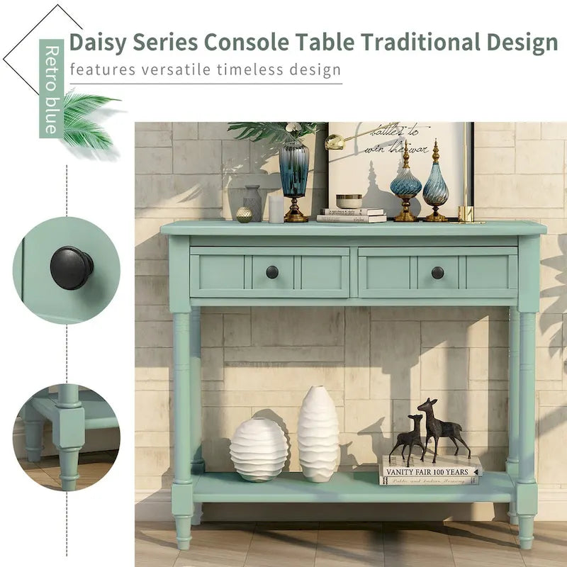 Console série Daisy avec 2 tiroirs et étagère inférieure