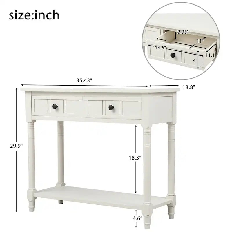 Console série Daisy avec 2 tiroirs et étagère inférieure