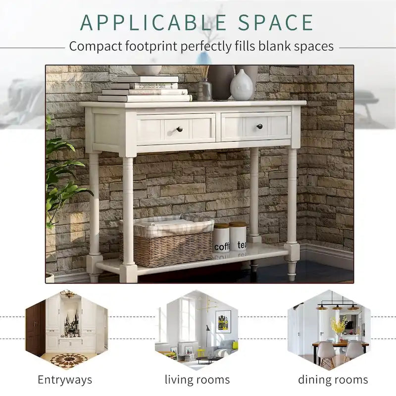 Console série Daisy avec 2 tiroirs et étagère inférieure