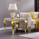 Table d'appoint blanche et or avec pieds cabrioles en or poli